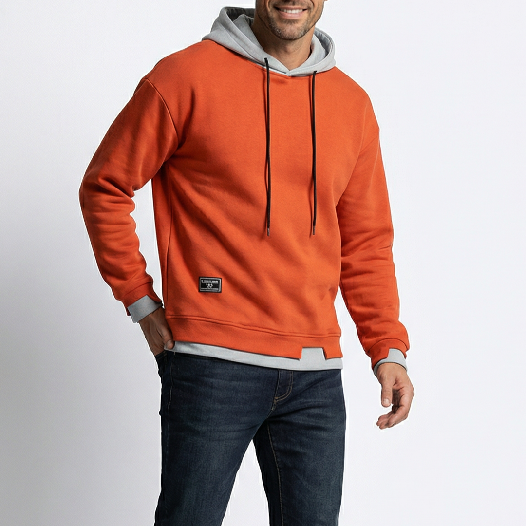 Men's Contrast Hooded Pullover Sweatshirt