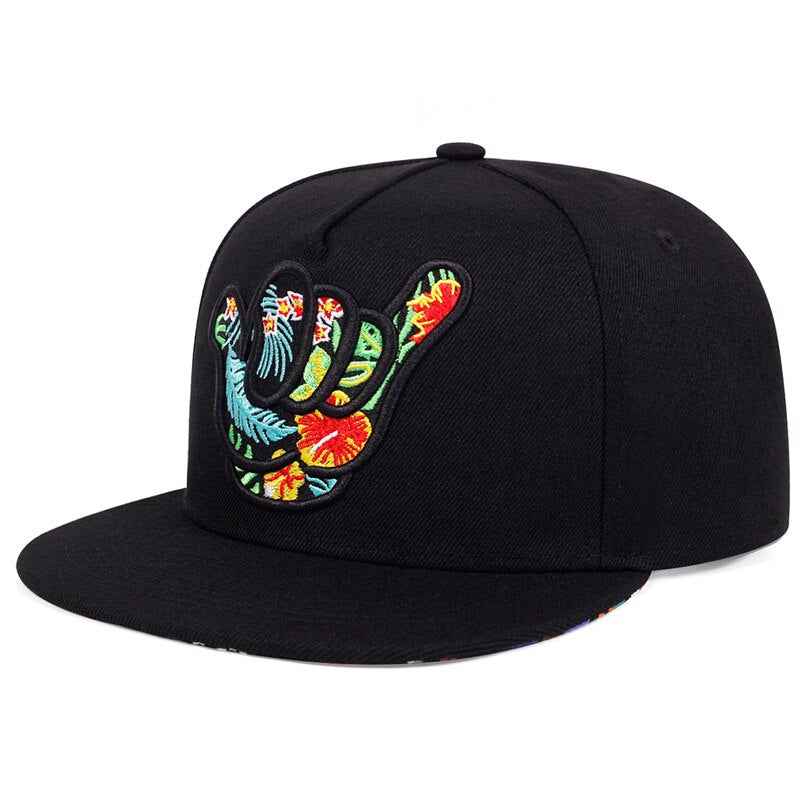 Relaxed Aloha Cap with Hang Loose Design Black