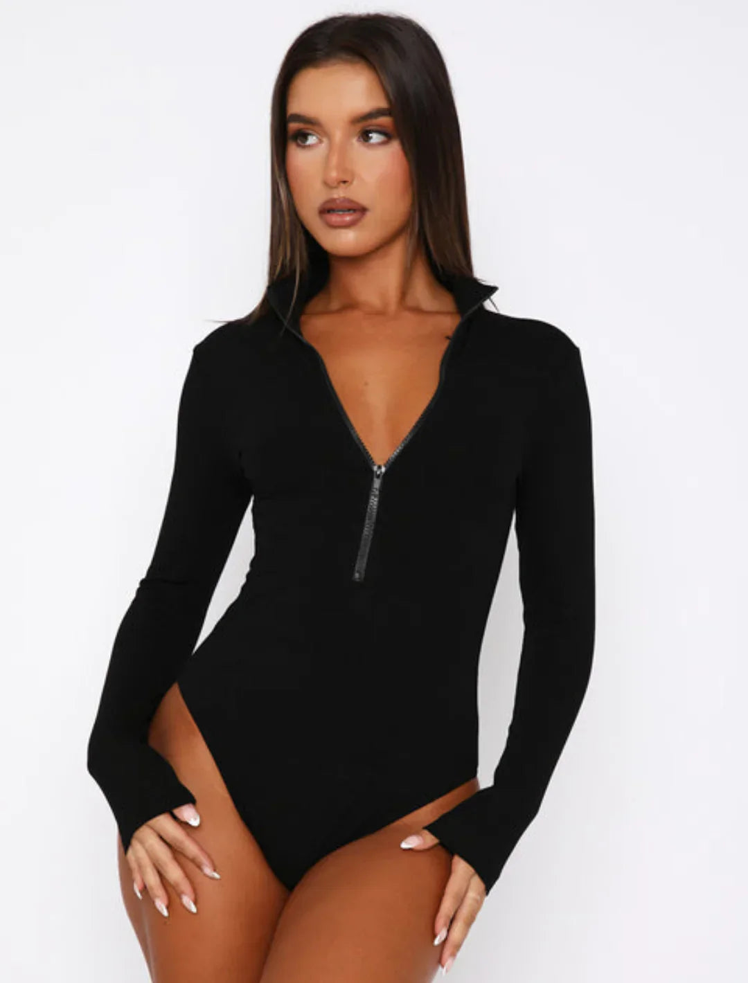 Yara | Women's Versatile Zipper Bodysuit Top - Comfortable & Functional
