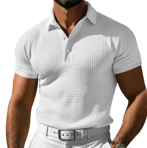 Men's Vintage-Inspired Premium Knit Polo Shirt White