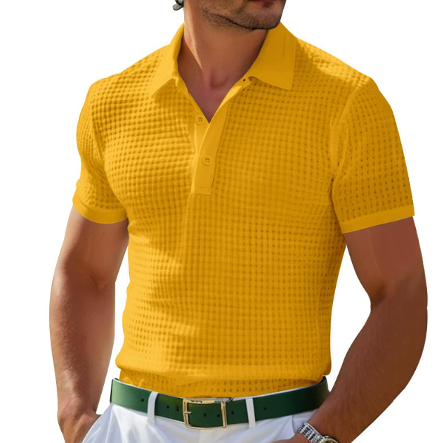 Men's Vintage-Inspired Premium Knit Polo Shirt Yellow