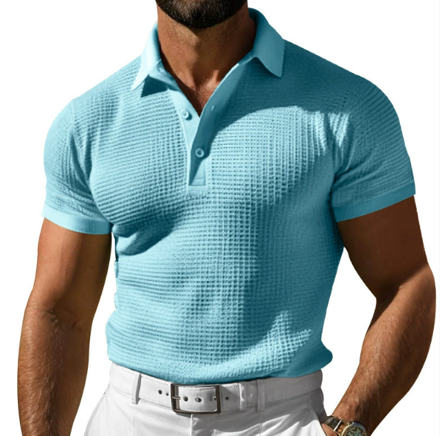 Men's Vintage-Inspired Premium Knit Polo Shirt Blue
