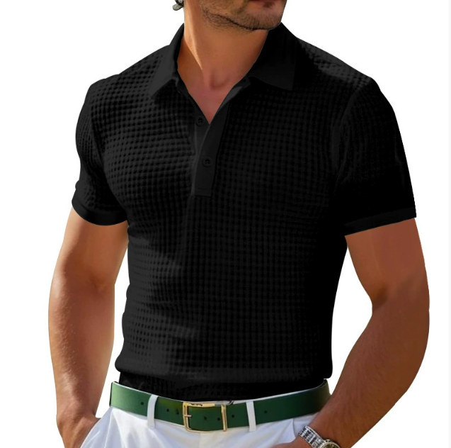 Men's Vintage-Inspired Premium Knit Polo Shirt Black