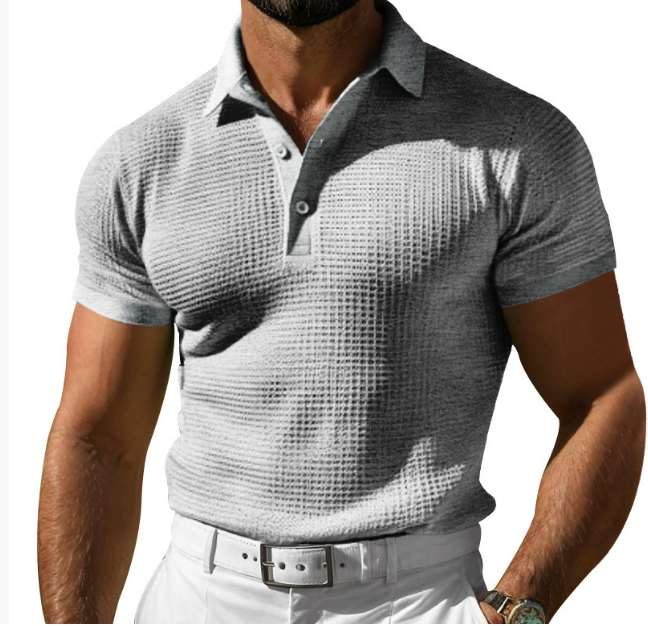 Men's Vintage-Inspired Premium Knit Polo Shirt Gray