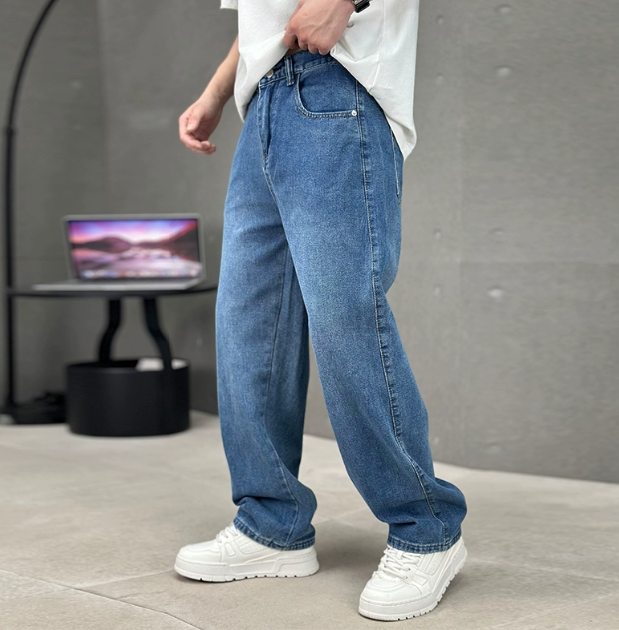 Men's Stylish Straight Leg Jeans Blue