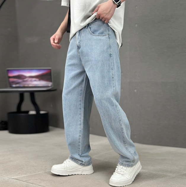 Men's Stylish Straight Leg Jeans Light Blue