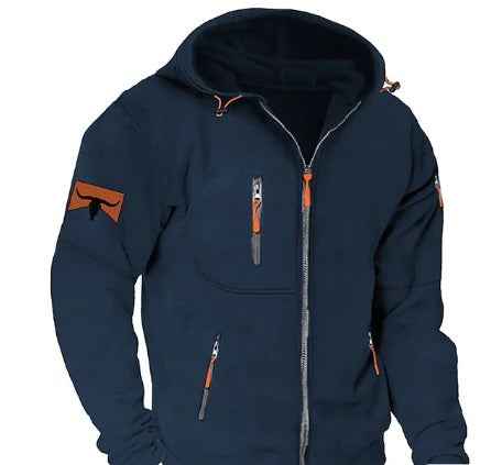 Men's Cozy Zip-Up Hoodie Dark Blue
