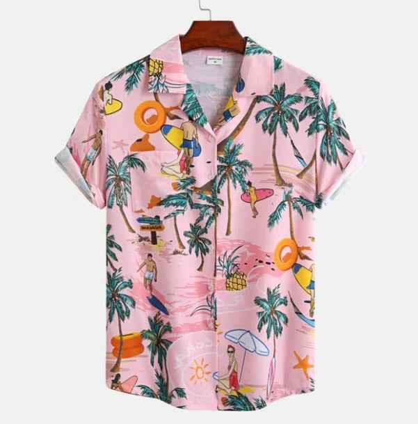 Liam | Herrskjorta med tropiskt mönster i klassisk hawaiisk stil