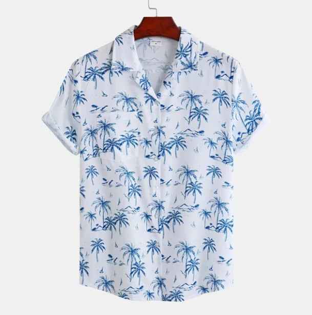 Liam | Herrskjorta med tropiskt mönster i klassisk hawaiisk stil