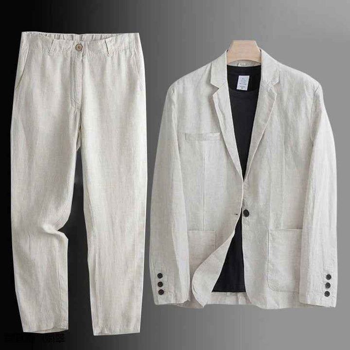 Men's Relaxed Style Blazer Set Beige