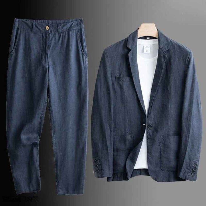 Men's Relaxed Style Blazer Set Navy Blue