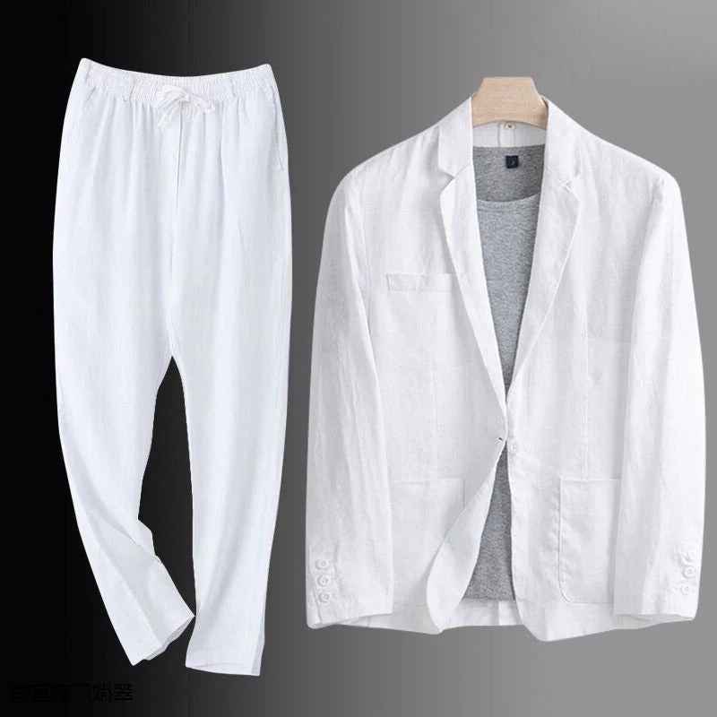 Men's Relaxed Style Blazer Set White