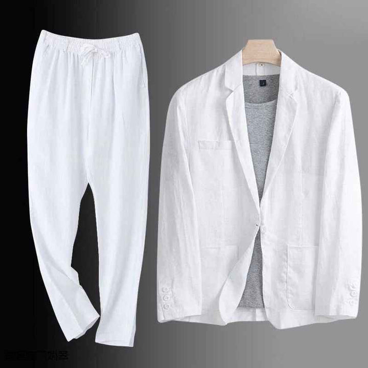 Men's Relaxed Style Blazer Set White