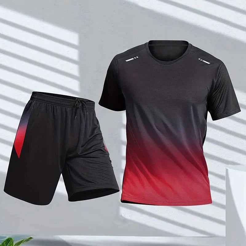 Men's Gradient Design Sportswear Set Red