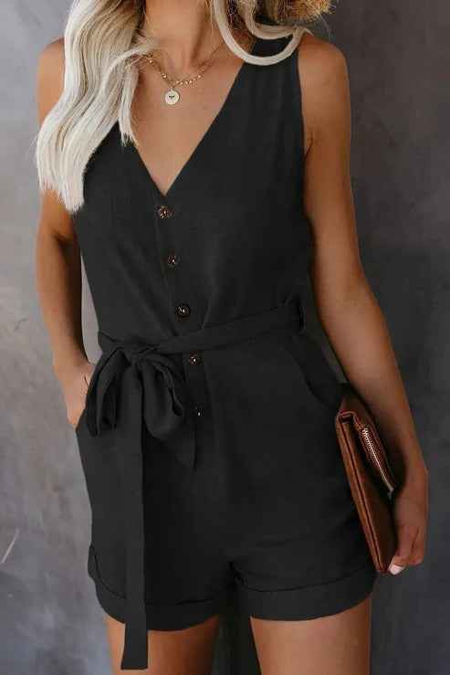 Women's Casual Short Jumpsuit with Pockets
