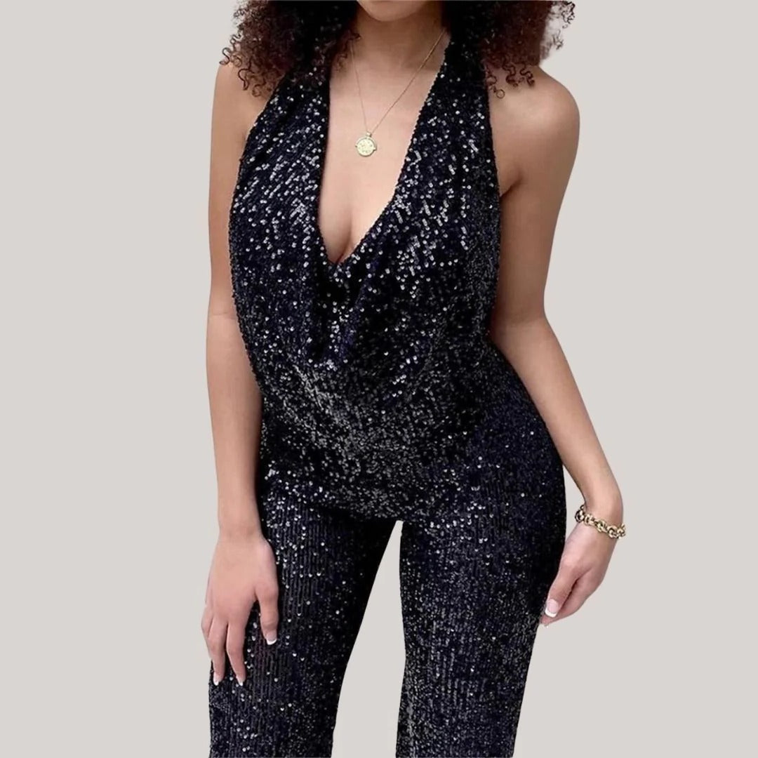 Combinaison dos nu à paillettes pour femme