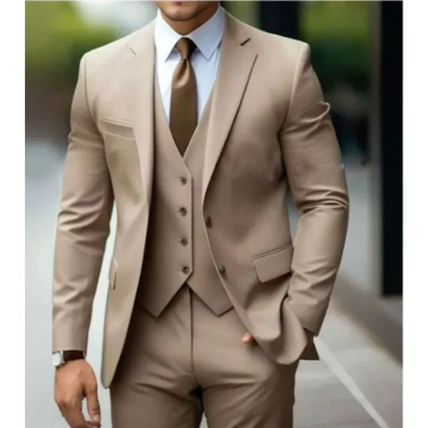 Men's 3-Piece Formal Suit Set Brown 2