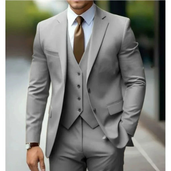 Men's 3-Piece Formal Suit Set Gray 2