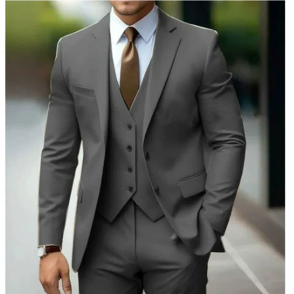 Men's 3-Piece Formal Suit Set Gray 1