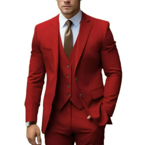 Men's 3-Piece Formal Suit Set Red