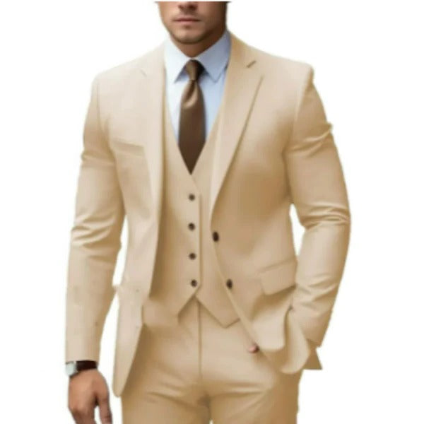 Men's 3-Piece Formal Suit Set Beige