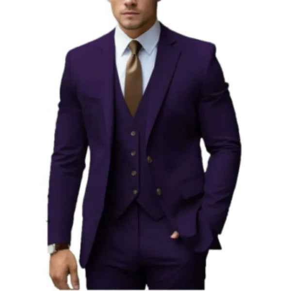 Men's 3-Piece Formal Suit Set Purple