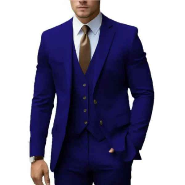 Men's 3-Piece Formal Suit Set Royal Blue