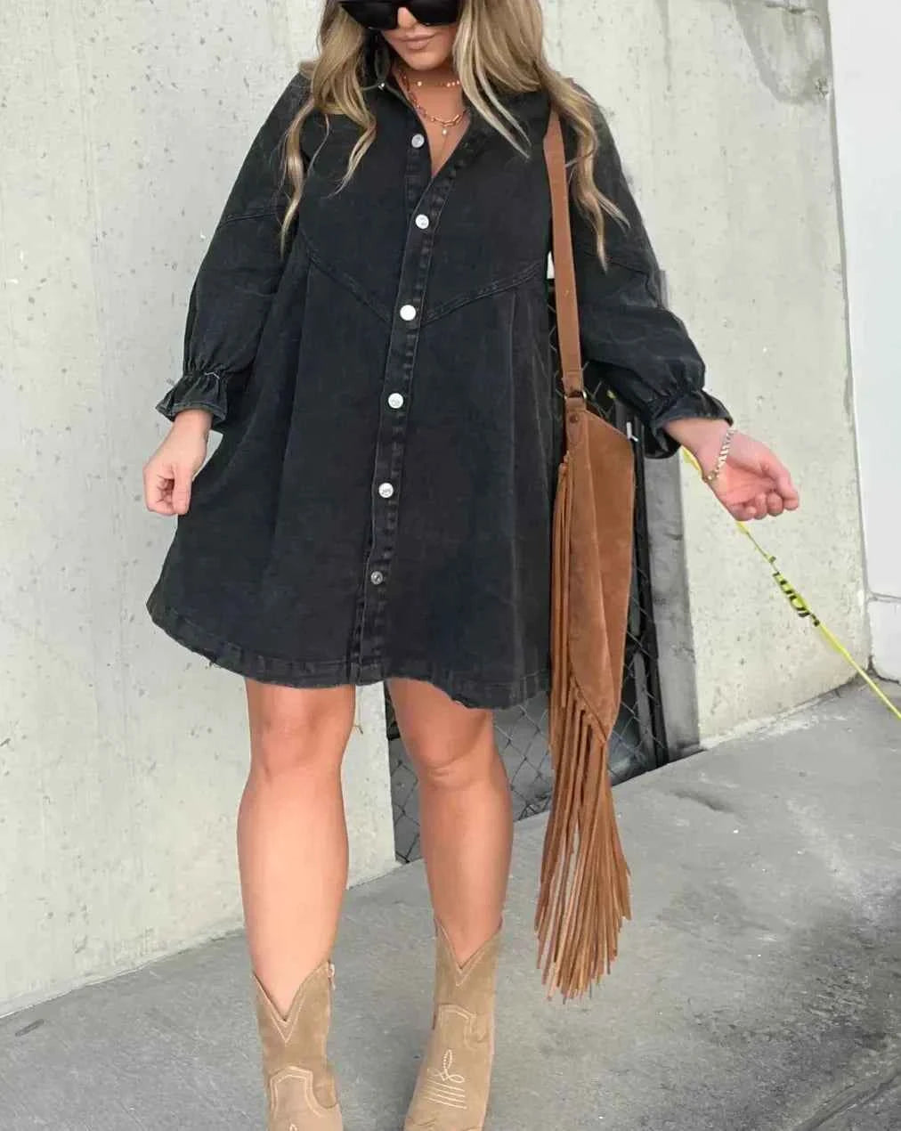 Lydia | Stylish Denim Dress for Women Black