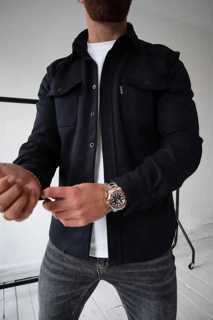 Men's Stylish Casual Overshirt Dark Blue