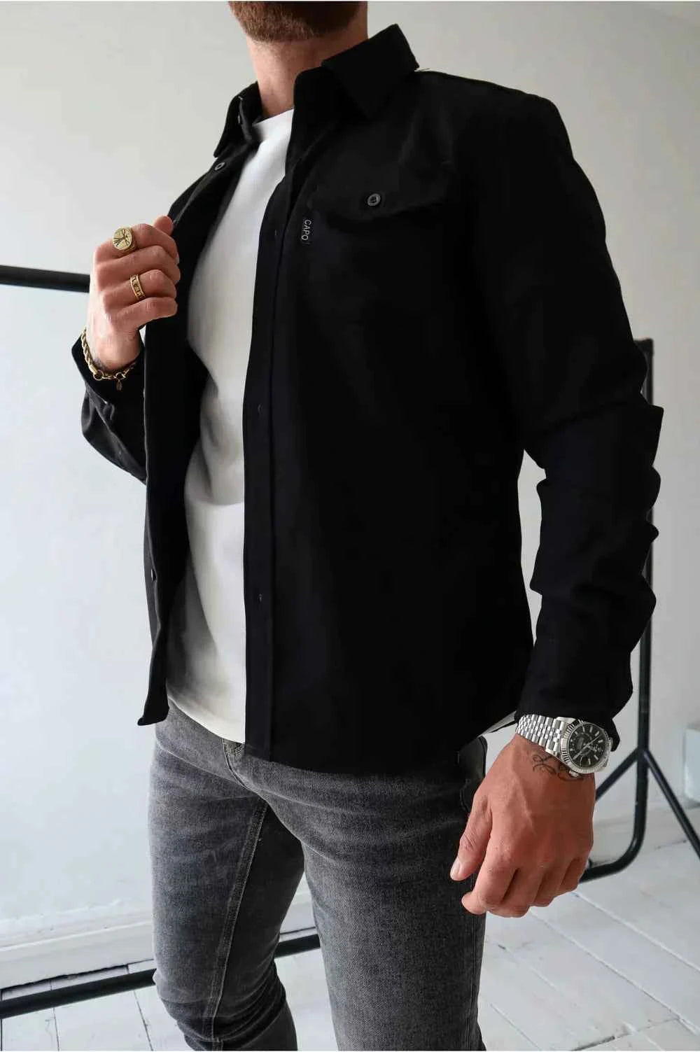 Men's Stylish Casual Overshirt Black