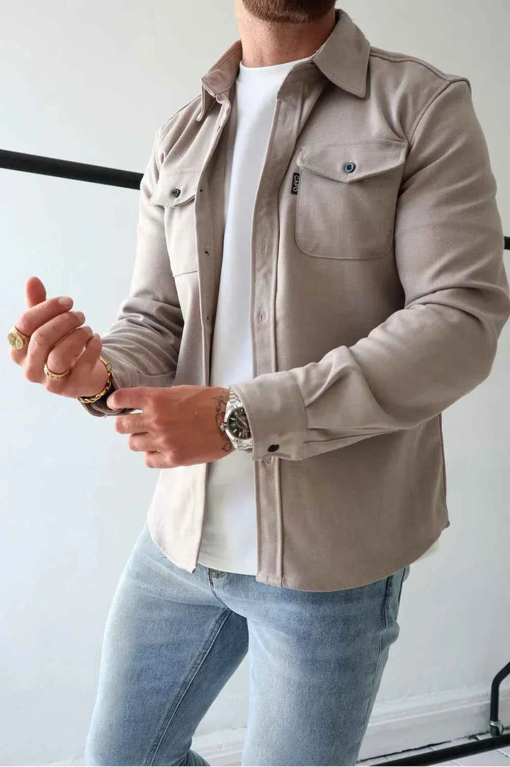 Men's Stylish Casual Overshirt Stone