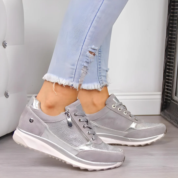Women's Stylish Sneaker with Zip Closure Gray