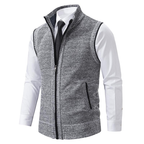 Men's Sleeveless Knitted Sweater Vest - Regular Fit with Zipper - Business Casual Style Grey