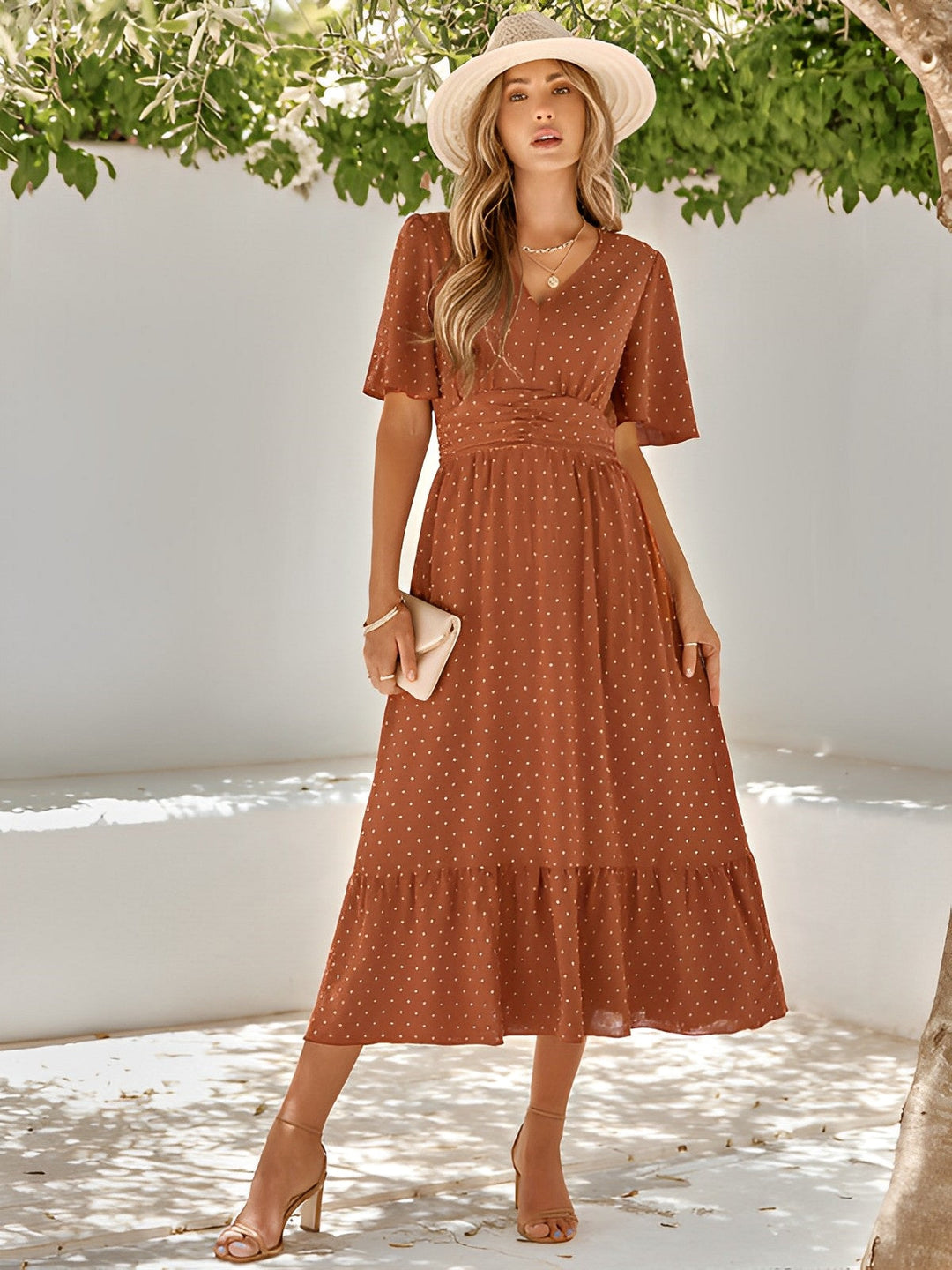 Elegant Wrap Maxi Dress with Belt for Women Red