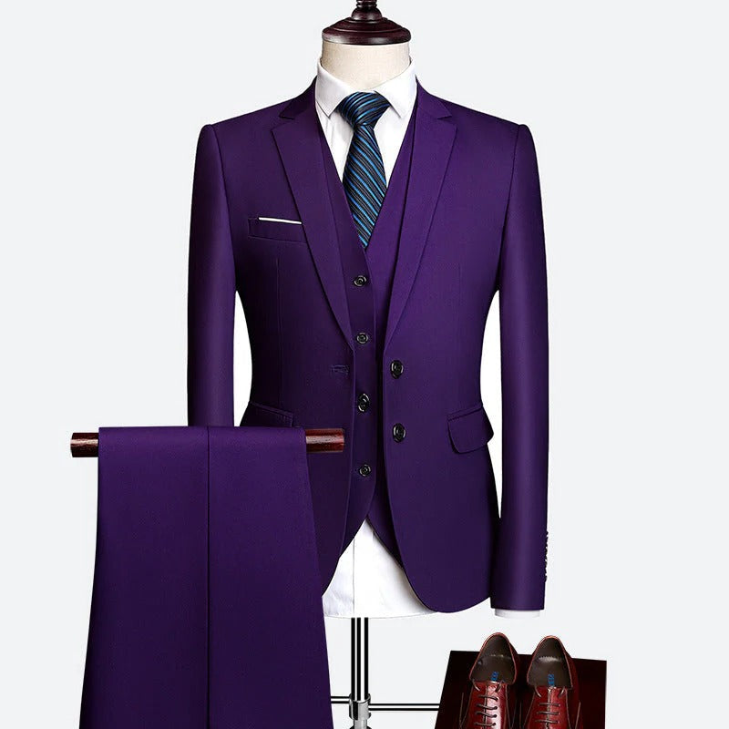 Men's 3-Piece Formal Suit Set for Special Occasions Violet