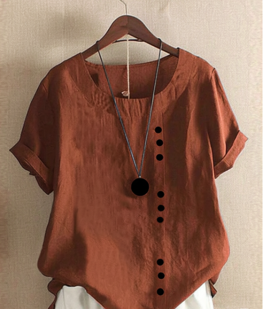 Women's Effortless Button Detail Summer Blouse Brown
