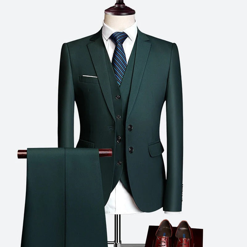 Men's 3-Piece Formal Suit Set for Special Occasions Green