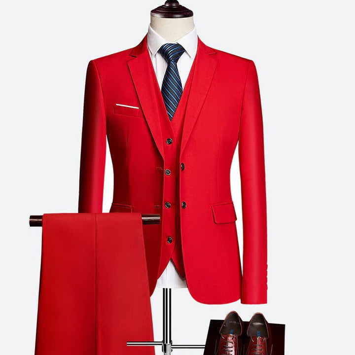 Men's 3-Piece Formal Suit Set for Special Occasions Red