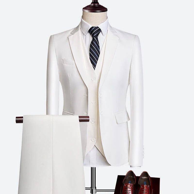 Men's 3-Piece Formal Suit Set for Special Occasions White