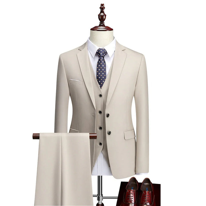Men's 3-Piece Formal Suit Set for Special Occasions Khaki