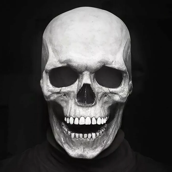 Halloween's Realistic Skull Mask with Moving Jaw and Bone Details White