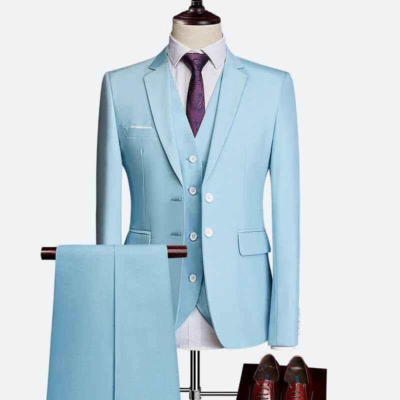 Men's 3-Piece Formal Suit Set for Special Occasions Light Blue