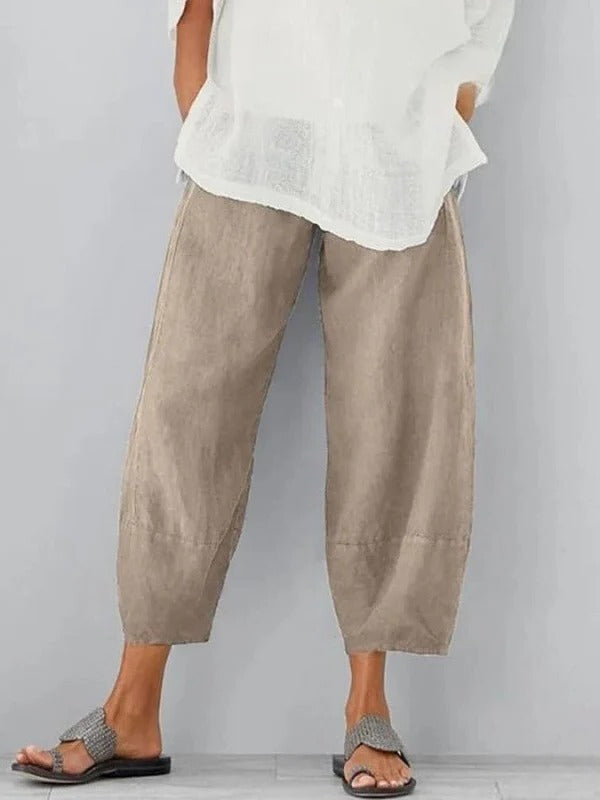 Women's Breathable Relaxed Fit Linen Pants with Durable Construction Khaki