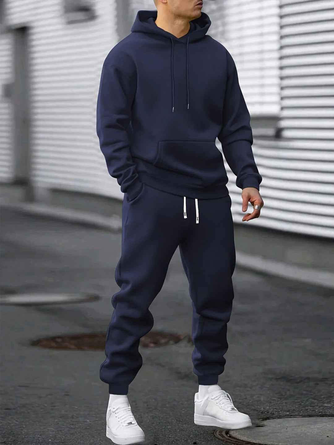 Men's Athletic Hoodie and Jogger Set Blue