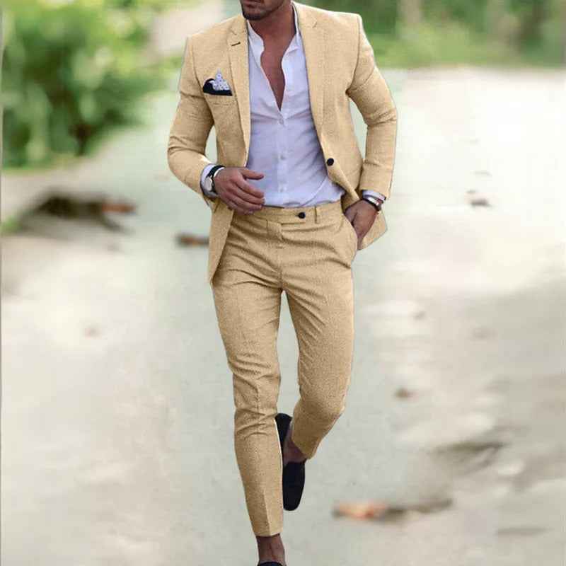 Men's Tailored Two-Piece Suit Beige