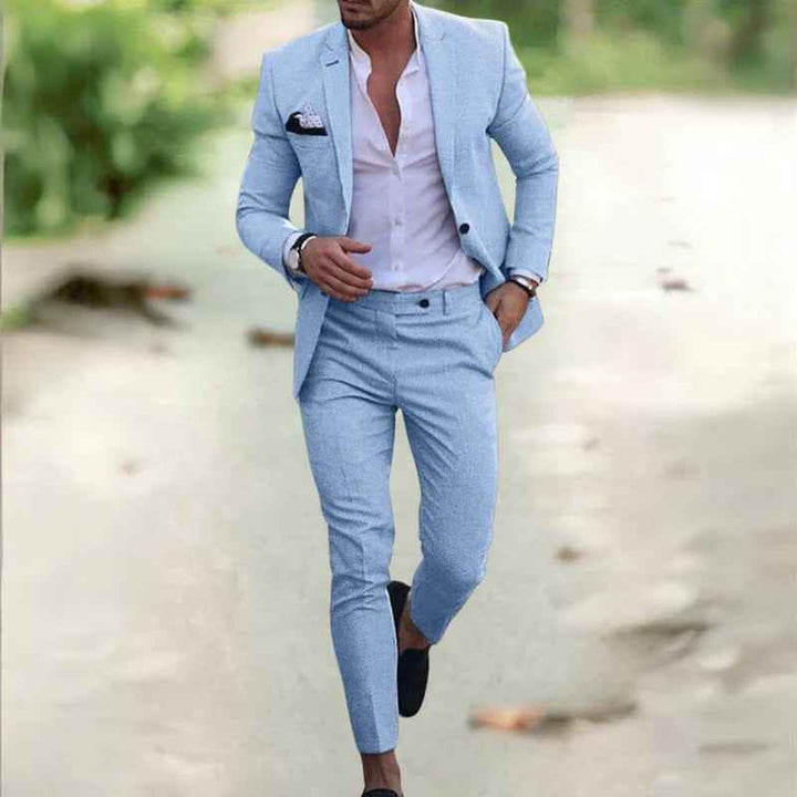 Men's Tailored Two-Piece Suit Light blue