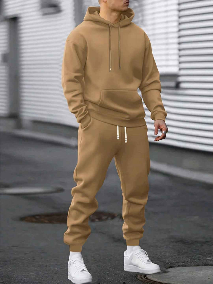 Men's Athletic Hoodie and Jogger Set Khaki