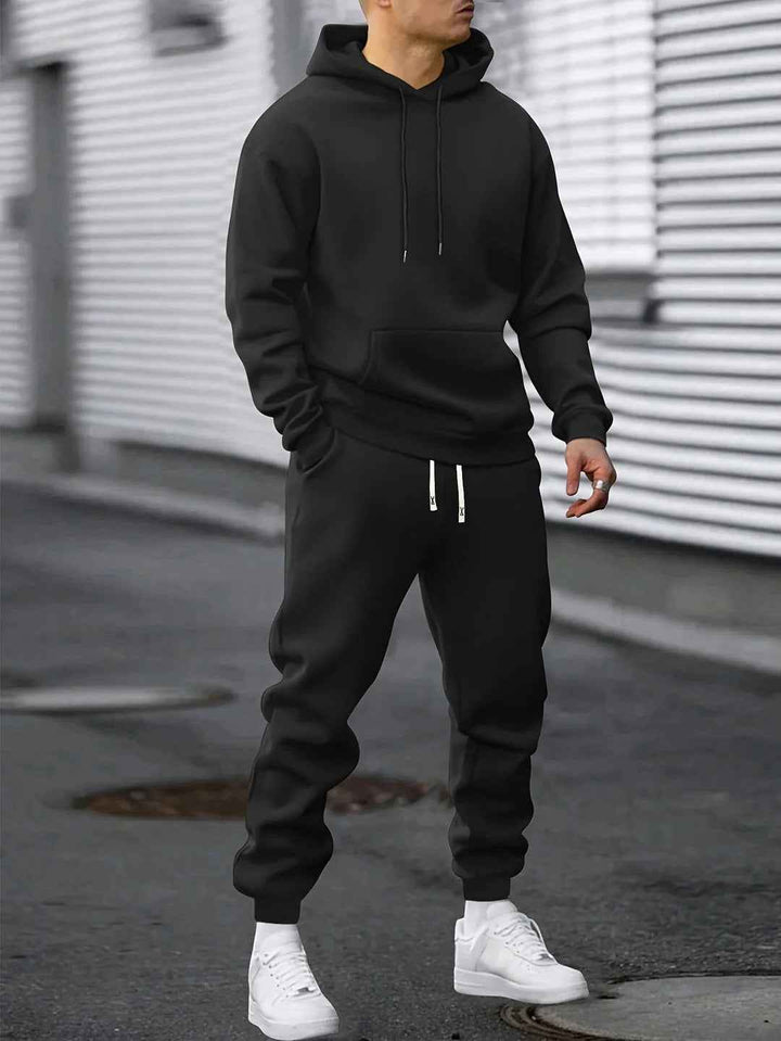 Men's Athletic Hoodie and Jogger Set Black