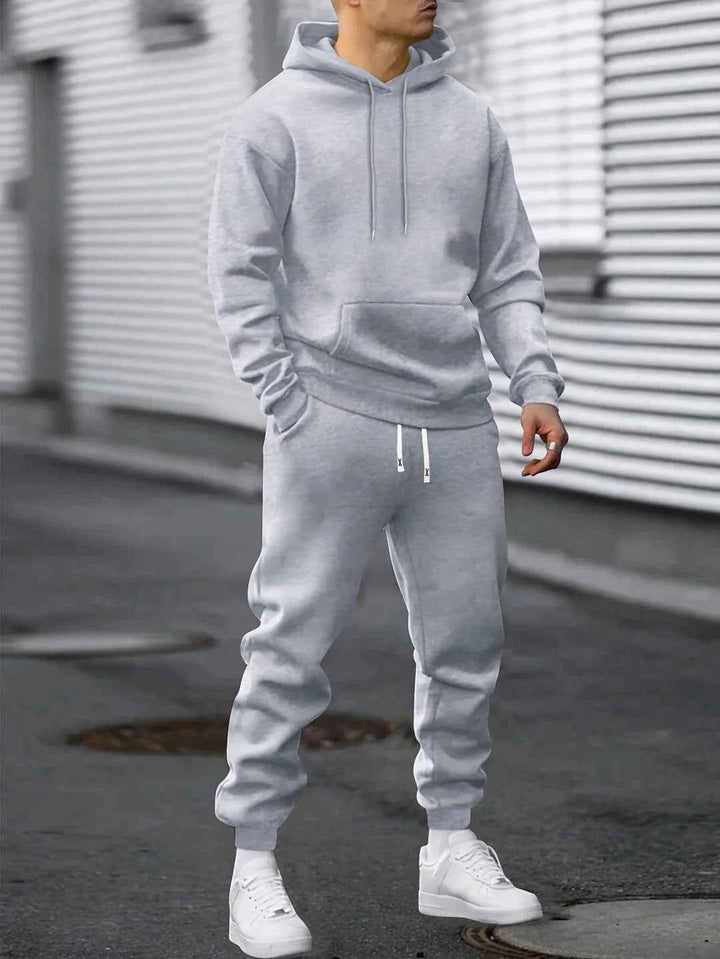 Men's Athletic Hoodie and Jogger Set Gray