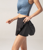 Women's Pleated Sports Skirt - Comfortable Elastic Waistband - Breathable Fabric Black